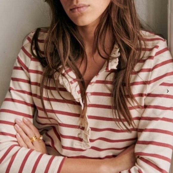 Sezane Gaël Marinière Écru / Bois De Rose - Size M - Picture 3 of 4